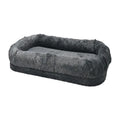 Orthopedic Shag Fur Pet Bolster Bed – Self-Warming Calming Bed for Large Cats & Small Dogs